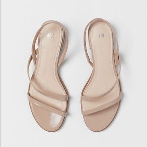 H&M Patent Nude Open Toe Low Heel Sandals Size 9.5